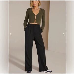 Favorite Daughter The Favorite Pant Trouser Black Pleated Wide Leg Size 10 Z26